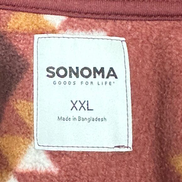 Sonoma Goods For Life Mens XXL Fleece Jacket Aztec Pattern Burgundy Western - Picture 4 of 9
